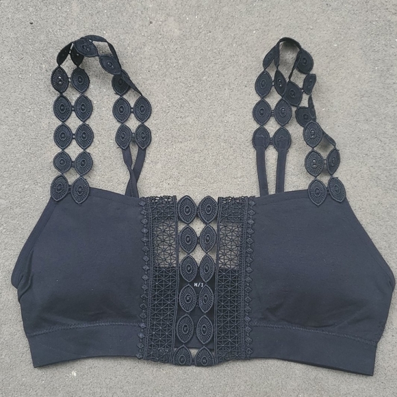 Black crochet applique boho bralette - Picture 3 of 5